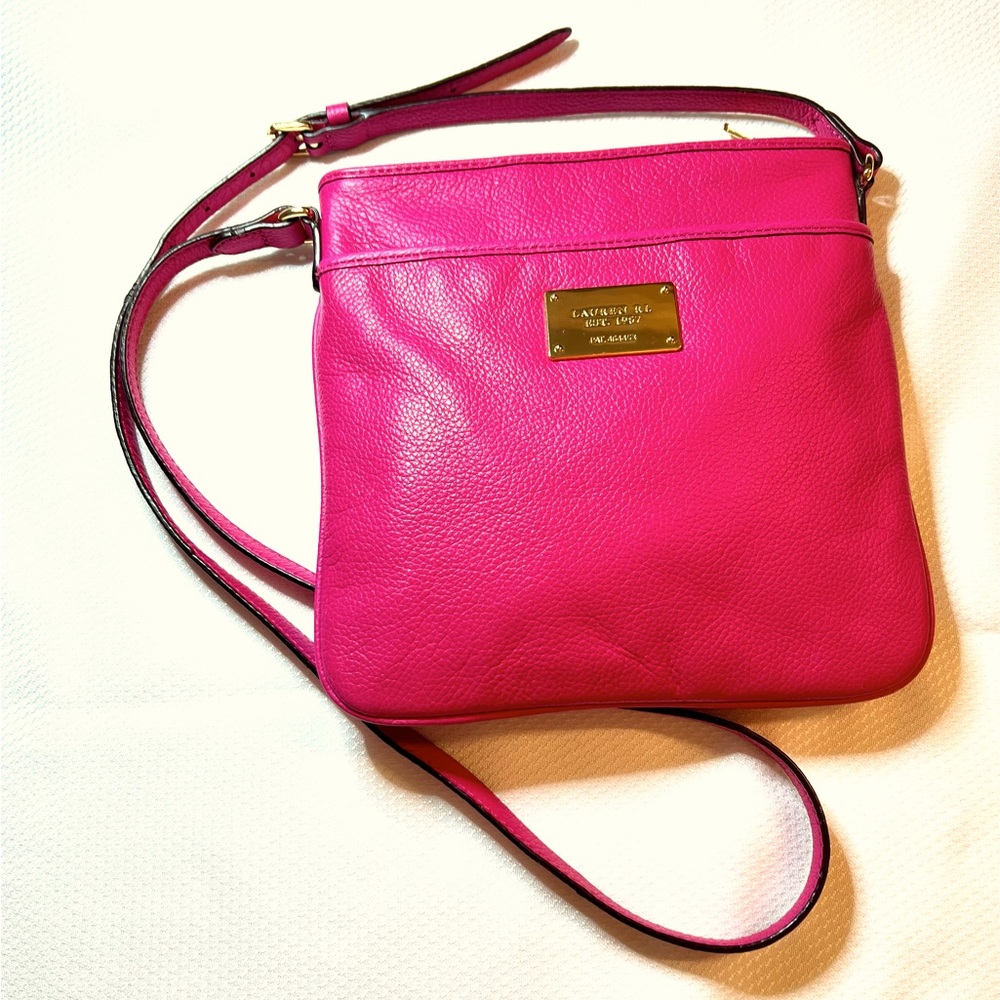 Ralph Lauren fuchsia pink cross body bag genuine leather purse hot pink